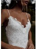 Spaghetti Straps Ivory Lace Open Back Classic Wedding Dress